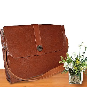 Bolsa Feminina Executiva Alça Transversal Grande, Notebook - Marrom