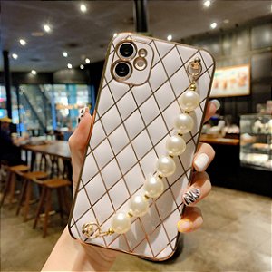 Capa para Iphone 12 Pro MAX Luxo de silicone macio compulseira de pérolas