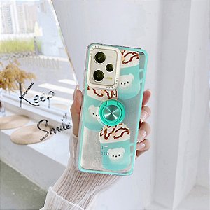 Capa com Anel de Suporte para o Redmi Note 12 Pro , Capa de TPU Transparente -Verde