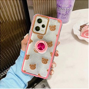 Capa com Anel de Suporte para o Redmi Note 12 Pro , Capa de TPU Transparente - Ursinhos