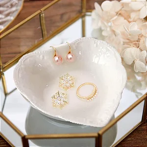 Bowl Coração Porcelana Branca - Decorativo ( Porta Joias , petisqueira)