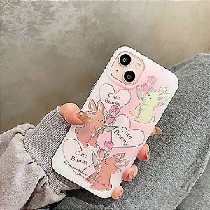Capa linda rosa coração amor a laser desenhos animados , coelho brilhante à prova de choque para Iphone 13 PRO MAX