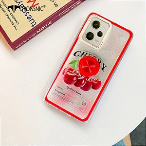 Capa com Anel de Suporte para o Redmi Note 12 Pro , Capa de TPU Transparente - Frutas