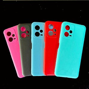 Capa de Proteção Aveludada de Silicone com relevo ao redor da Câmera Para Compatível ao Pocophone X5 (CORES)