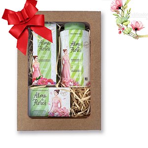 Kit 9 Presente Feminino Alma de Flores Original - Sabonete +Talco + Deo Colônia