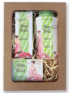 Kit Presente Alma de Flores Original Sabonete Talco Deo Colônia Feminino