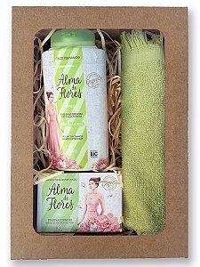 Kit Presente Alma de Flores Classico Sabonete +Talco Toalha de Lavabo