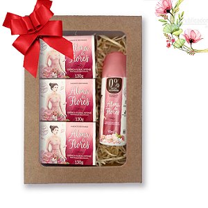 Kit 8 Presente Feminino Alma de Flores Intense 3 Sabonetes + Desodorante Spray na Caixa