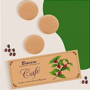 Kit Presente Feminino Café Biocare – 3 Sabonetes Perfumados 90g – Aroma Envolvente