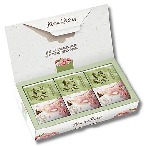 Estojo com 3 Sabonetes Alma de Flores Tradicional 130g – Perfume Clássico e Toque de Cuidado