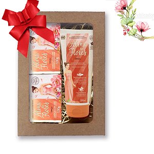 Kit 19 Presente Feminino Alma de Flores Rose com 2 Sabonetes + Loção Hidratante Corporal