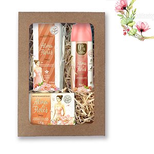 Kit Feminino Alma de Flores –Deo Colônia Rose 120ml + Desodorante 90ml + Sabonete 130g