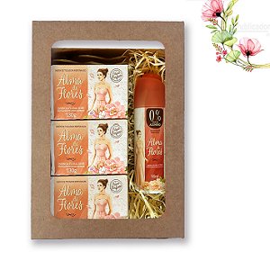 Kit Presente Feminino Alma de Flores Rose – 3 Sabonetes 130g + Desodorante 90ml