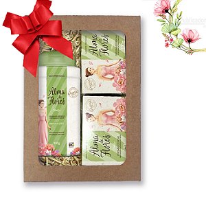 Kit 23 Presente Feminino Alma de Flores Clássico com Talco e Sabonetes Mãe / Namorada