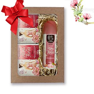 Kit 5 Presente Feminino Alma de Flores Intense 2 Sabonetes + Desodorante Spray e Caixa