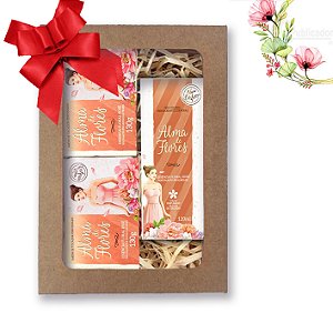 Kit 22 Presente Feminino Alma de Flores Rosé - Deo Colônia + 2 Sabonetes