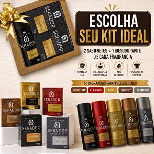Kit Presente Senador Masculino –2 Sabonetes + 1 Desodorante 90ml | Escolha a Fragrância Pais, Namorado