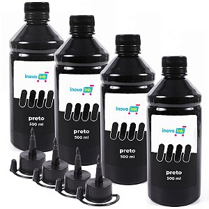 kit 4 Tintas Black Pigmentada para Epson L395 2000ml Inova Ink