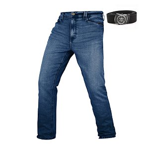 Calça Jeans Masculina Porte Velado Invictus Nation 7 Bolsos Azul Glacial