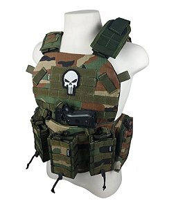 Colete Tático Plate Carrier Woodland WWART SHOOTER 2.0