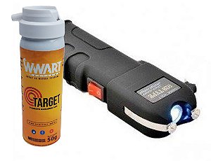 Kit Defesa Pessoal Spray de Pimenta com Marcador Azul + Arma de Choque