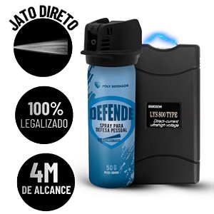 Spray de defesa Jato direcionado + Arma de choque compacta