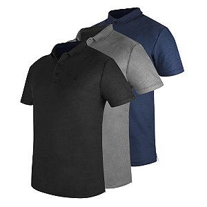 Camisa Polo Invictus Division - Preta Cinza Azul