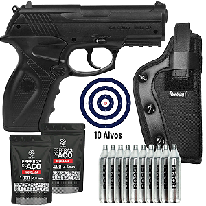Pistola de Pressão Esferas de Aço Wingun C11 Co2 4.5mm + COMBO FULL