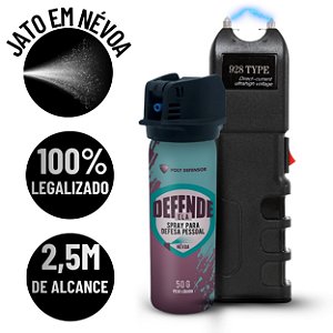Kit Defesa para Mulheres Arma de Choque Profissional + Spray de Defesa