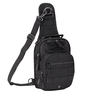 Mochila Transversal Tática Multiutilidades com Sistema MOLLE Resistente, Compacta e Versátil