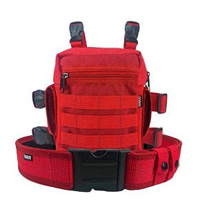 KIT Bornal Tático Com Organizadores Internos Bombeiros Socorrista + Cinto NA - Vermelho