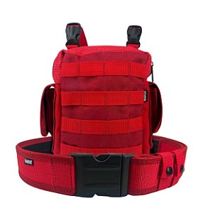 KIT Bornal Tático Standard Bombeiros Socorrista + Cinto NA - Vermelho