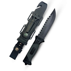 Faca Tática AK-47 com Bainha Multifuncional - Preta