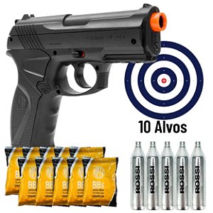 Kit Pistola de Airsoft Co2 Rossi C11 6mm + Itens
