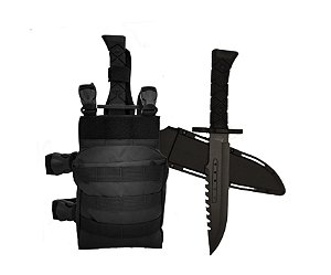 Kit Bornal Modular com Bainha + Faca Rambo Baioneta sobrevivência
