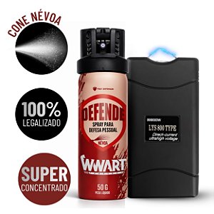 Kit defesa pessoal Spray de Pimenta + Arma de de choque compacta