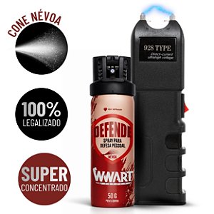 Kit defesa pessoal Arma de choque grande + Spray de Pimenta