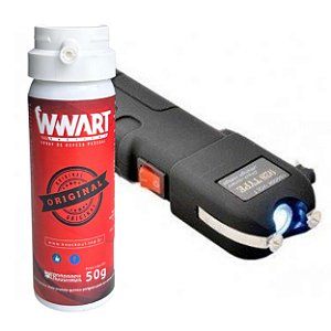Kit defesa pessoal Arma de de choque grande + Spray de Pimenta