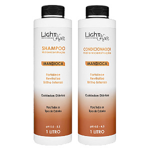 Kit Shampoo E Condicionador Reconstrução Mandioca - 1 Lt Light Hair