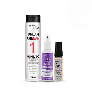 Kit Dream Cream Hidratação 1 Minuto Btx de Chuveiro + Perfume de Cabelo + Desembaraçou - Light Hair