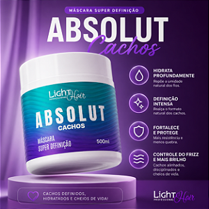 Máscara Absolut Cachos 500g - Curvatura Perfeita e Hidratação Profunda - Light Hair