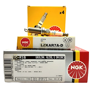 Kit Cabo E Jogo Velas Ngk Sc-r16 Lzkar7a-d Logan Sandero Cli