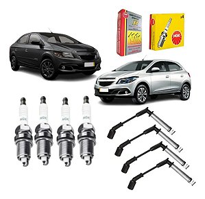 Kit Velas E Cabos Ngk Br8esd Scg101 Onix Prisma Corsa Preto