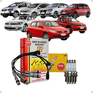 Kit Cabo De Vela Ngk Stv-25 + Jogo De Velas Ngk Bkr7esb-d Preto