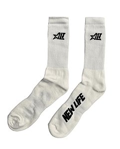 MEIA NEW LIFE LOGO STAR BRANCA