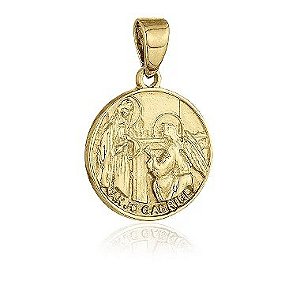 Medalha Arcanjo São Gabriel em Prata 925 Folheada Ouro18k