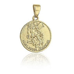 Medalha Arcanjo São Miguel Prata Folheada Ouro 18k