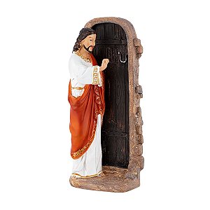 JESUS Bate na Porta em Resina  20 cm