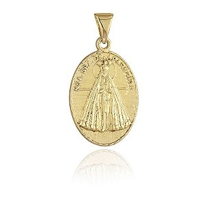 Medalha Nossa Sra. Aparecida de Prata com Banho de Ouro