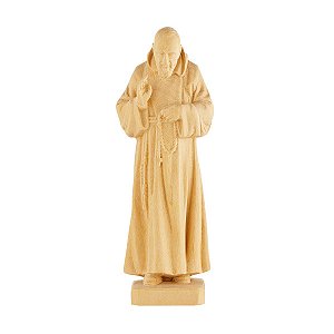 Padre Pio de madeira natural 20cm